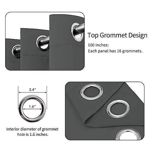 Easy-Going Grey Thermal Grommet Blackout Curtain Panel 100x96