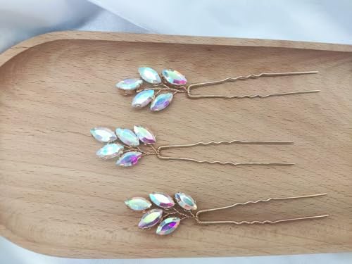 Crystal Wedding Hair Pins 3 Pcs Rhinestone Bridal Hair Accessories
