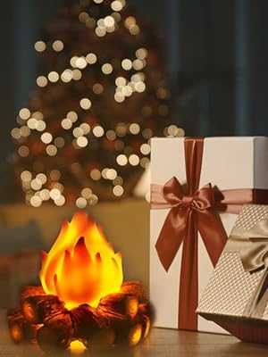 Bestview 3D LED Fake Campfire Night Light - Realistic Flameless Candle Fire Pit Lamp for Halloween & Christmas Decor