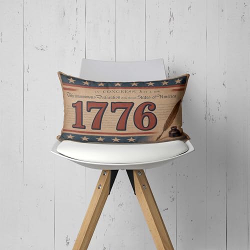 Vintage 1776 Patriotic Throw Pillow Cover - 12x20 Inch
