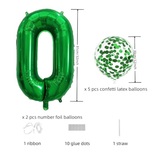 Green 32" Foil Balloons Set for 47th Birthday & Anniversaries