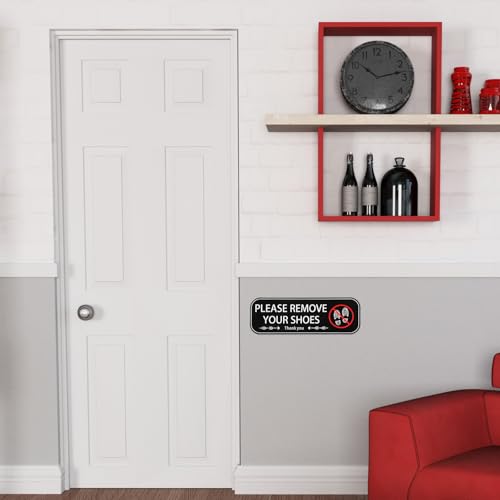 2PCS Please Remove Shoes Sign - Self-Adhesive No Shoes Sticker for Home & Office Entrance