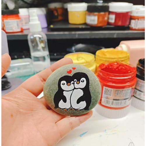 Hand-Painted Penguin Pebble Art Gift for Couples