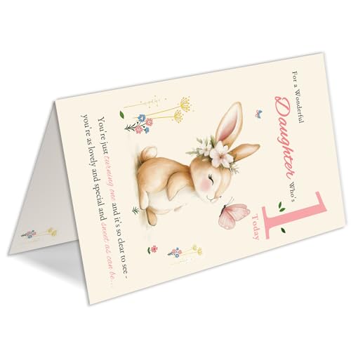 1st Birthday Card for Daughter - HEJOYN Premium Greeting Card (QQ-177)