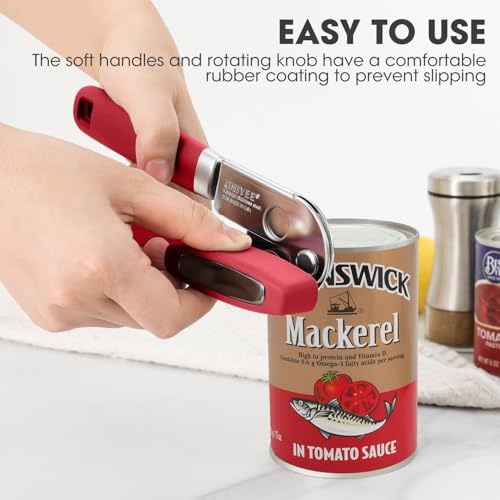 UHIYEE Manual Can Opener with Magnetic Lid Lifter - Arthritis Friendly, 420J2 Steel, Easy-Turn Knob