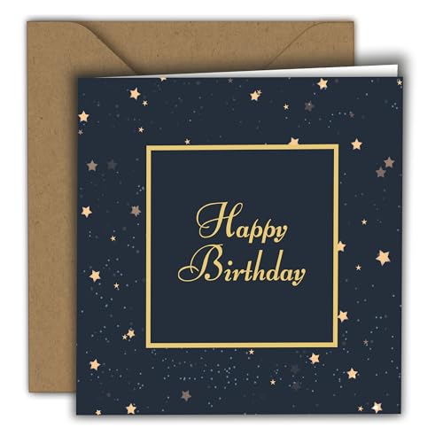 Celestial Starry Night Birthday Card with Kraft Envelope