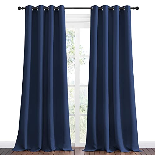 NICETOWN Blackout Curtains, Navy 55 x 108-inch Grommet Drapes (Set of 2)