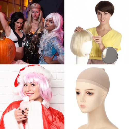 Beige 6-Pack Mesh Wig Caps for Long and Short Hair Nylon Hairnets