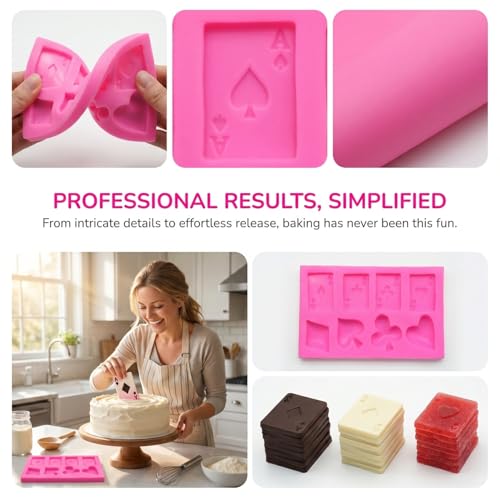 GRIRIW Poker Playing Card Silicone Mold for Fondant Chocolate Candy Cake Decorating