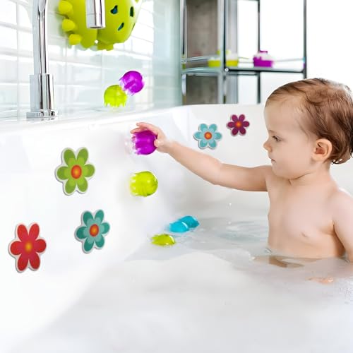 10 Non-Slip Bathtub Stickers - Adhesive Floral Decals for Safety