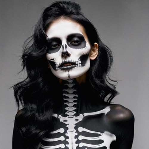 Halloween Face Tattoos - 5 Sheets Zombie Skull Makeup Stickers