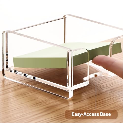 Clear Acrylic Square Sticky Note Holder - 3x3 Inch Desk Memo Dispenser