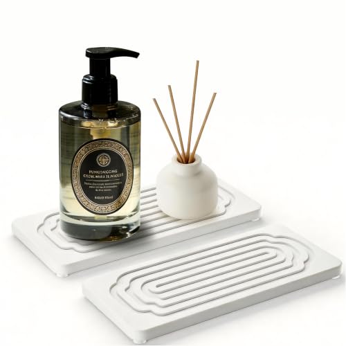 2 PCS Quick-Drying Diatomite Stone Tray - White Water Absorbent Sink Mat