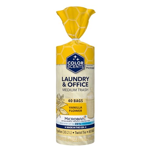 Color Scents Vanilla Flower Scented Trash Bags - 8 Gallon, 40 Count