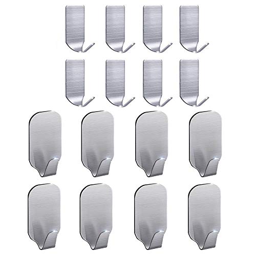 FOTYRIG Waterproof Stainless Steel Adhesive Hooks - 16 Pack