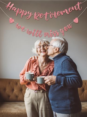 Rose Gold Retirement Banner Set - Pre-Strung Farewell Decor