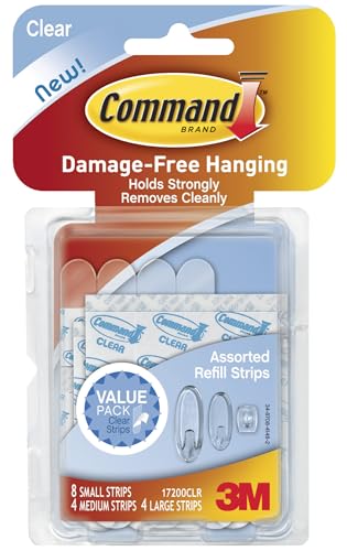 Command Clear Refill Strips - Assorted Sizes for Indoor Damage-Free Hanging