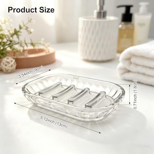2 Pack Clear Soap Dish Holder - Draining Soap Tray for Kitchen & Bathroom
