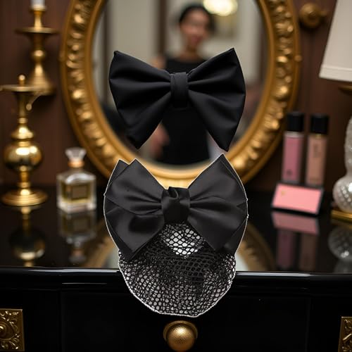 Bowknot Hair Net Clip Snood Bun Cover for Work and Dance
