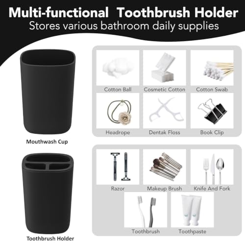 Matte Black 6-Piece Bathroom Accessories Set - Durable Plastic
