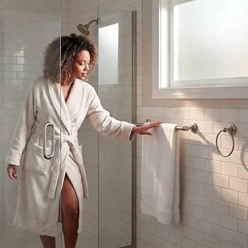 Brushed Nickel Bath Towel Ring, 6.5-Inch Modern Wall-Mounted Hand Towel Holder