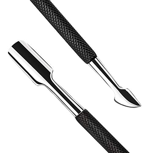 BlueOrchids Professional Stainless Steel Cuticle Nipper and Pusher Set - Black