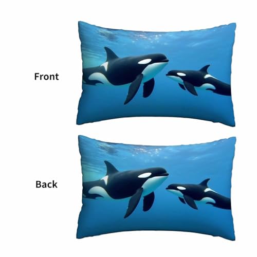 Mugod Blue Ocean Whale Throw Pillow Cover 20x30 Inches