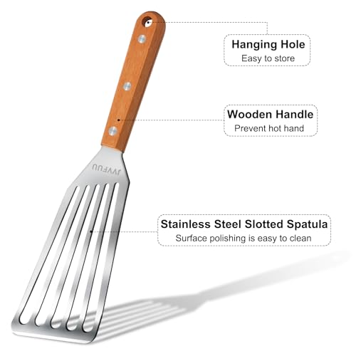 11-Inch Stainless Steel Slotted Fish Spatula with Wood Handle
