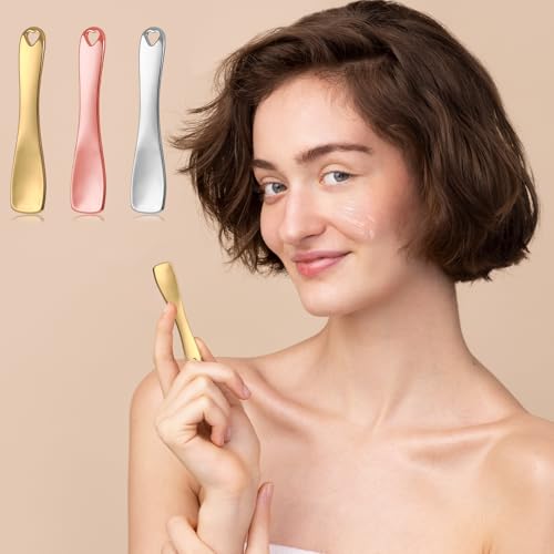 JIYIN 3-Piece Mini Metal Makeup Spatula Set for Skincare and Creams