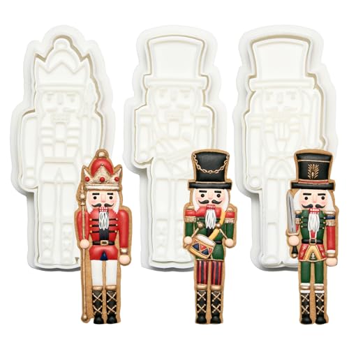 Nutcracker Ballet Cookie Cutters Set with 3D Stamper - Christmas Baking Accessories, 3.5"