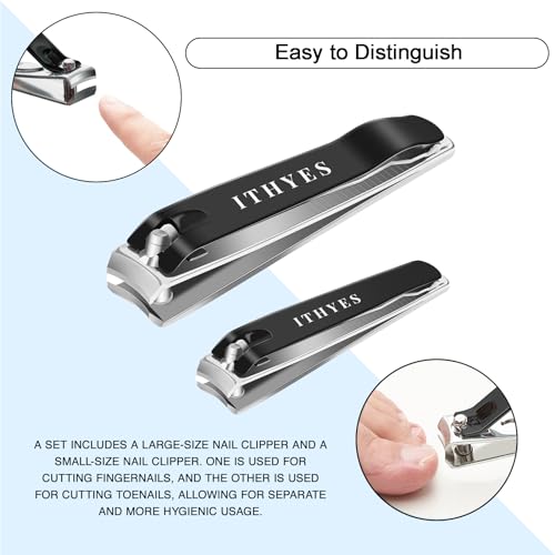 Ithyes Stainless Steel Nail Clipper Set for Thick Nails - 2 Pack