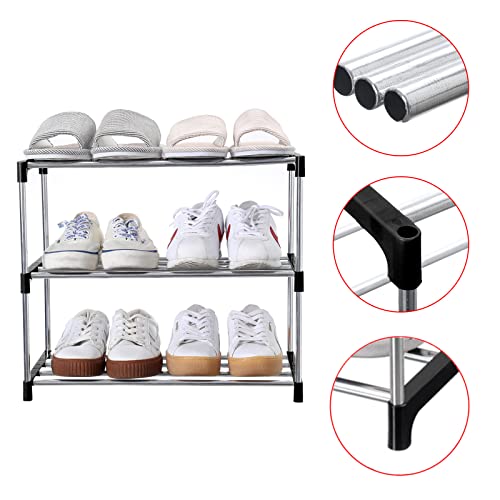 Jucaifu 3-Tier Stackable Shoe Rack - Small Space-Saving Entryway Organizer