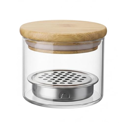 KCGANI Glass Nail Art Brush Cleaner Cup with Lid and Metal Mesh Filter