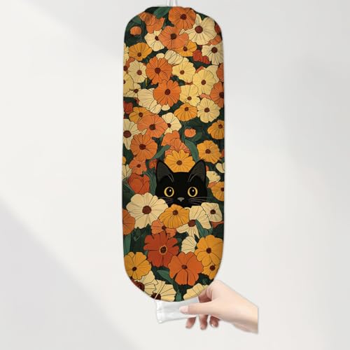 VYXVYX Floral Black Cat Plastic Bag Holder for Grocery Storage