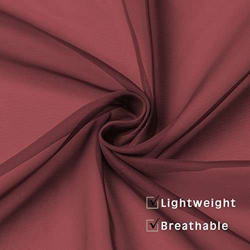 Burgundy Sheer Curtains 42W x 63L Set of 2 - Light Filtering Voile Window Treatments with Rod Pocket & Clip Rings Option (Variation of THIS listing)