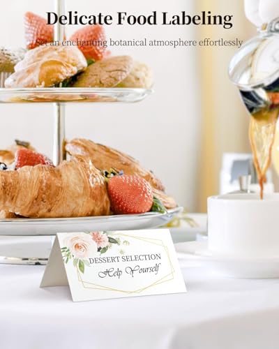 Uniclife 60 Pcs Floral Place Cards - Elegant Wedding Table Labels