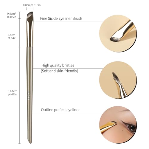 MSQ Fine Angled Eyeliner Brush - Ultra Thin Sickle Shape Eye Makeup Tool