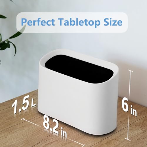 AYADA Mini Desk Trash Can - 0.4 Gal Small Waste Basket with Inclined Opening