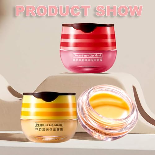 Tiejdhr Strawberry Lip Sleeping Mask and Hydrating Lip Balm with Brush