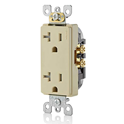Leviton T5825-I Ivory 20 Amp Tamper-Resistant Decora Duplex Outlet - שנהב, Residential Grade, Pack of 2