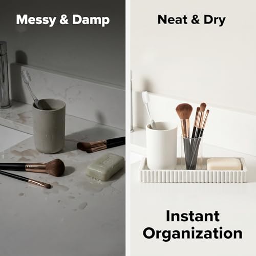Nevado Beige Silicone Vanity Tray Small Decorative Bathroom Organizer