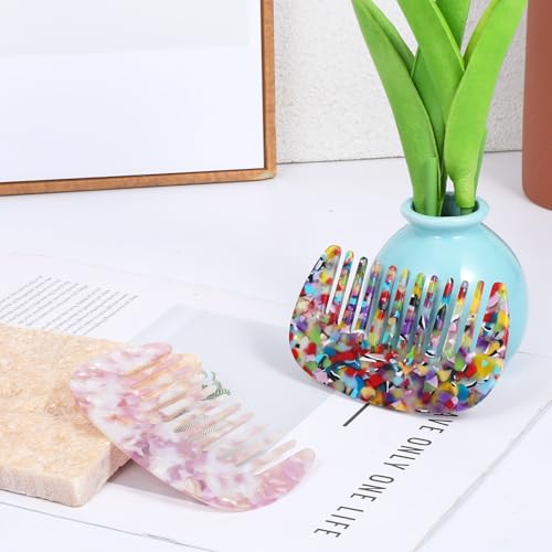 Ezymivs Mini Travel Hair Comb 2 Pack - Acetate Pocket Wide Tooth Detangler