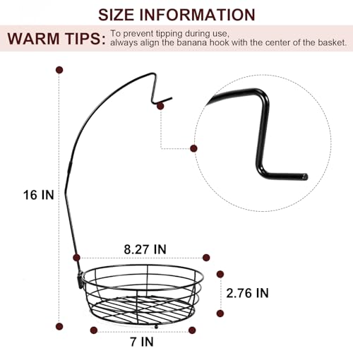 Vituney Metal Fruit Basket with Banana Hanger - Rust-Proof Counter Organizer