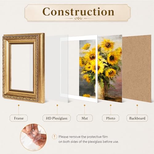 JCJMY 4x6 Vintage Gold Picture Frame Set with Mat - 2 Pack