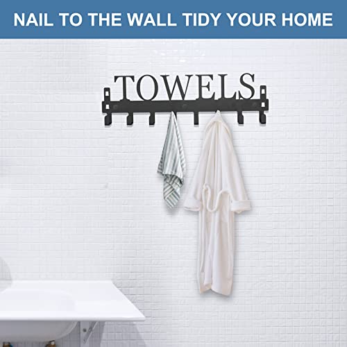 Azmoncy Black Over The Door Towel Rack with 8 Hooks - Heavy Duty Space Saver