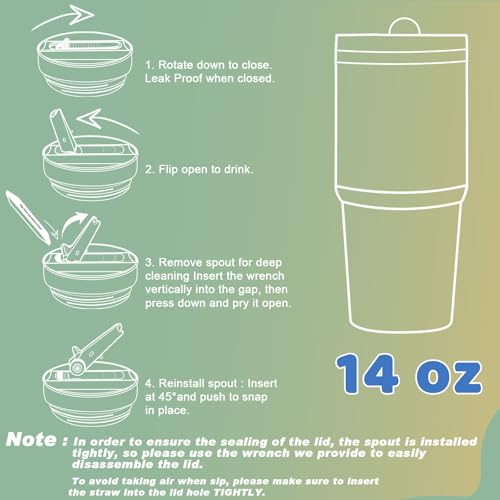 2 PACK 14 Oz Leak Splash Proof Lid, 14 Oz Tumbler Detachable Flip Straw Lid Replacement Accessories, Reusable Spill Proof Screw on Flip Straw Tumbler Cover (Black, Rose Quartz)