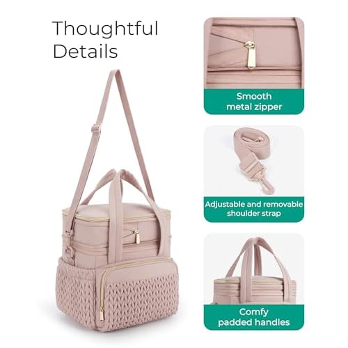 BAGSMART Insulated Lunch Box for Women, Double Deck Leakproof Cooler Bag with Expandable Design for Office Work & Outdoor Picnic