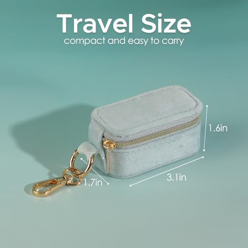Blue Portable Travel Jewelry Box Keychain - Organizer for Rings, Necklaces & Earrings