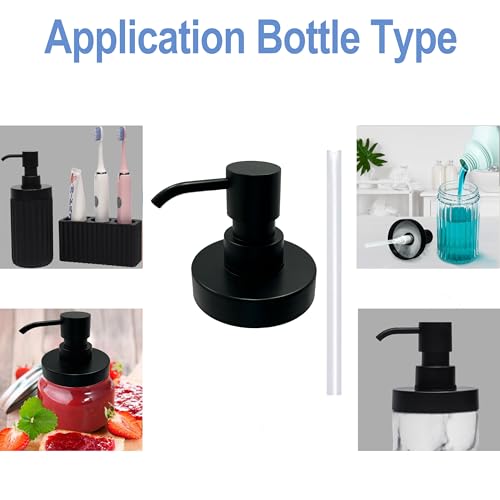 Suanti Mason Jar Soap Dispenser Lids & Pump Set - Black003, 2 Pack
