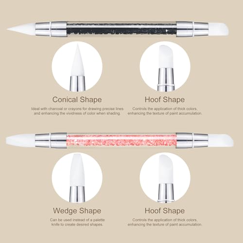 Kootinn 5-Piece Dual-Tipped Silicone Nail Art Sculpture Pen Set with Rhinestones